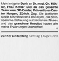 Landzeitung Zürich, Presse, prevention-center Zürich / Zug